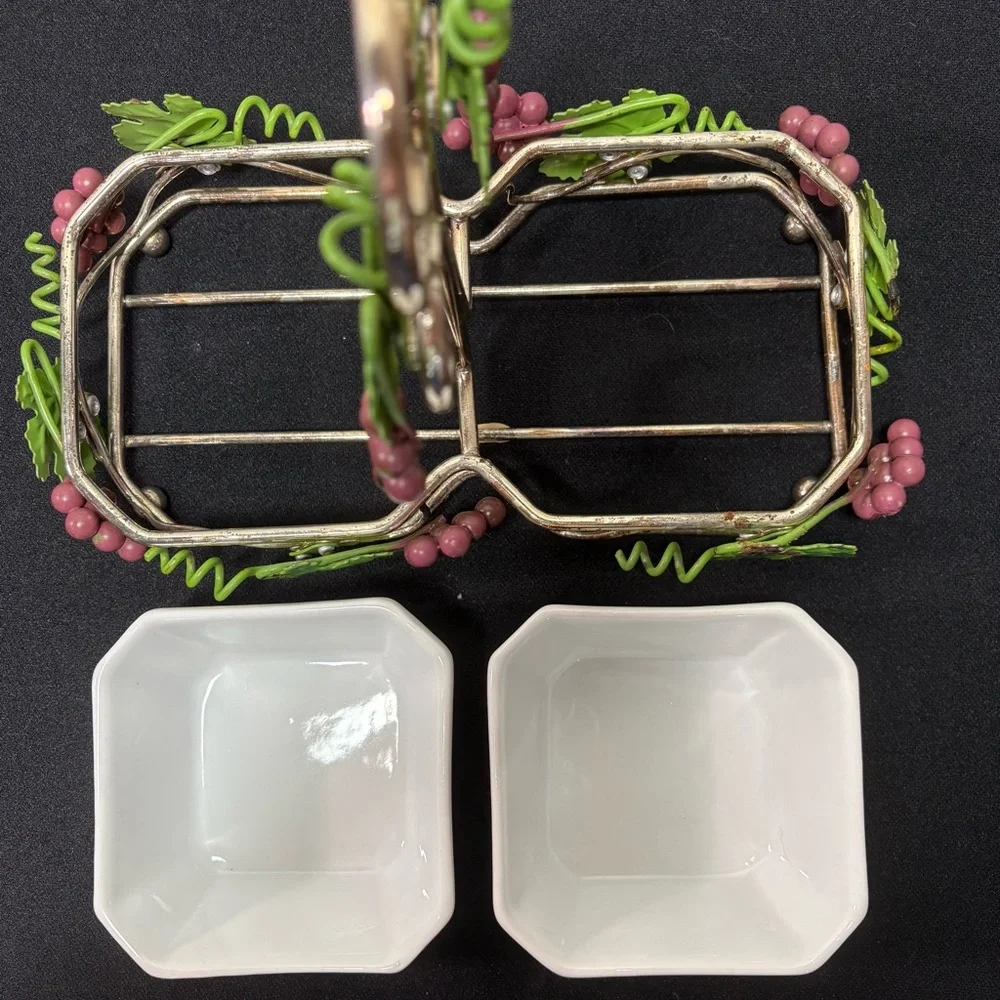 Vintage Mikasa Gem Relish Nuts Olives Caddy Grape Clusters Elegant Serving Set